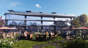 Sale al ruedo un edificio premium que combina oficinas y polo gastronómico